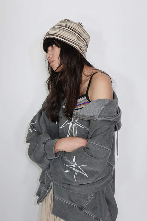 【RESTOCK】SUMMER KNIT BORDER BEANIE -BROWN MIX-